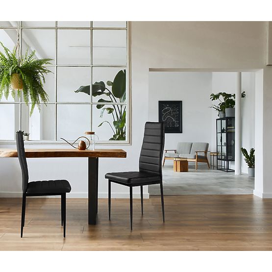 Sada stoličiek z ekokože 4 ks vysoké operadlo - čierne