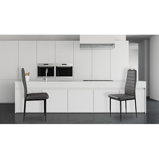 Sada stoličiek z ekokože 4 ks vysoké operadlo - sivé