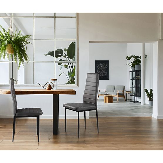 Sada stoličiek z ekokože 4 ks vysoké operadlo - sivé