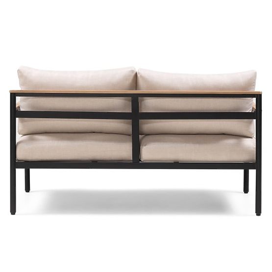 Sada záhradného nábytku Porticello, hliníková, akáciové drevo FSC, teakový vzhľad, béžová/čierna