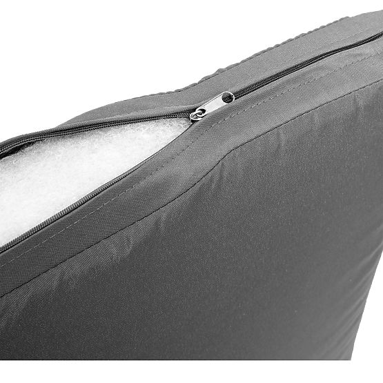 Sada záhradného nábytku z technoratanu MAGNOLIA čierna so sivými vankúšmi