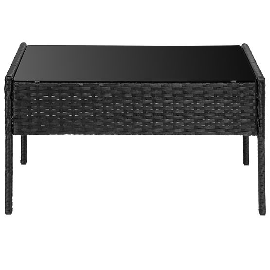 Sada záhradného nábytku z technoratanu MAGNOLIA čierna so sivými vankúšmi