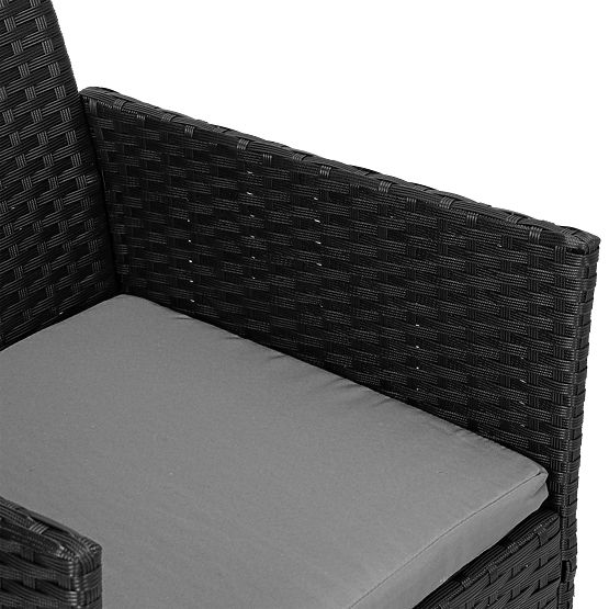 Sada záhradného nábytku z technoratanu MAGNOLIA čierna so sivými vankúšmi
