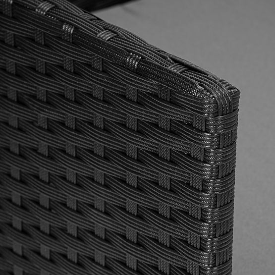 Sada záhradného nábytku z technoratanu MAGNOLIA čierna so sivými vankúšmi