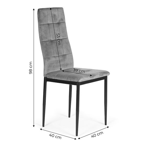 Sada zamatových stoličiek do jedálne a obývačky 4ks sivé