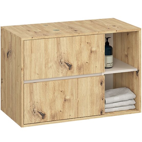 SADA ZÁVESNÉHO KÚPEĽŇOVÉHO NÁBYTKU S OTVORMI VAMI DUB ARTISAN / KAŠMÍR