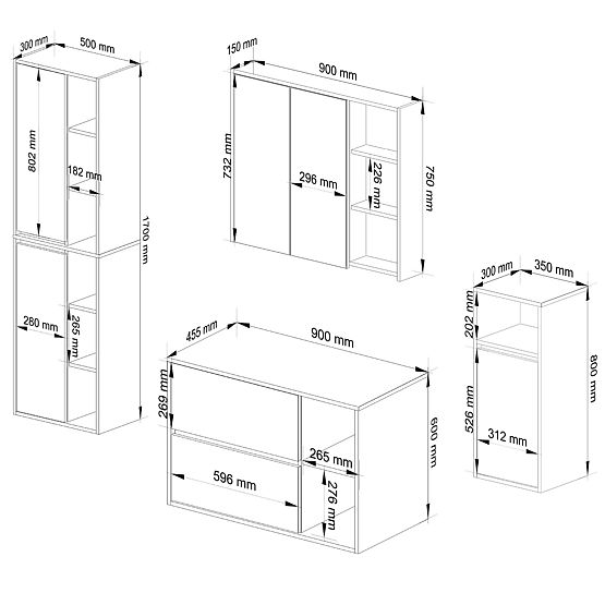 SADA ZÁVESNÉHO KÚPEĽŇOVÉHO NÁBYTKU VAMI DUB CRAFT / ČIERNA
