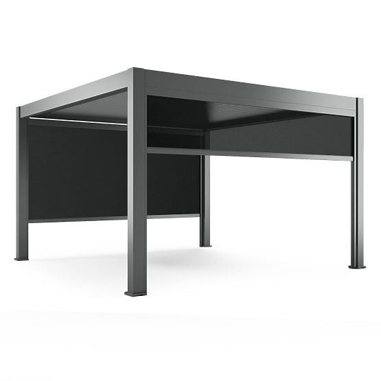 Samostatne stojaca záhradná pergola Lumera z hliníka, 4x4 m, bioklimatická, LED osvetlenie, elektric