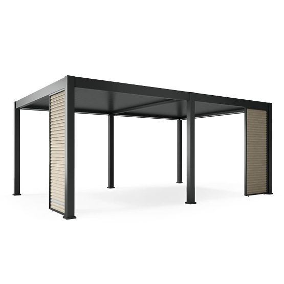 Samostatne stojaca záhradná pergola Lumera z hliníka, 4x6 m, bioklimatická, LED osvetlenie, elektric