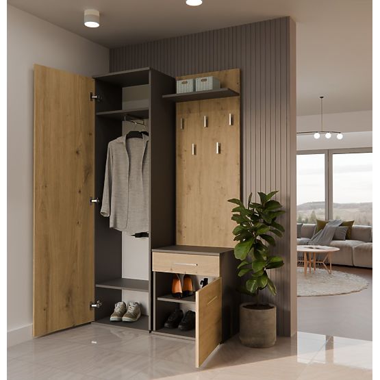 Šatníková skriňa DUO ANTRACIT ARTISAN
