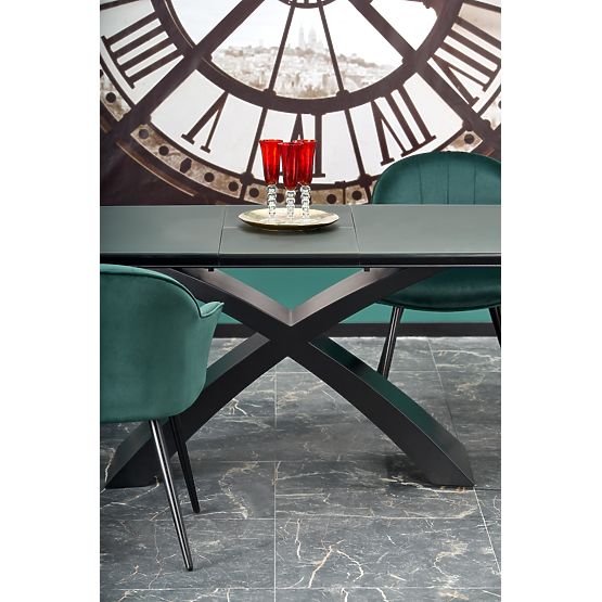 SILVESTRO rozkladací stôl doska - tmavo sivá, noha - čierna