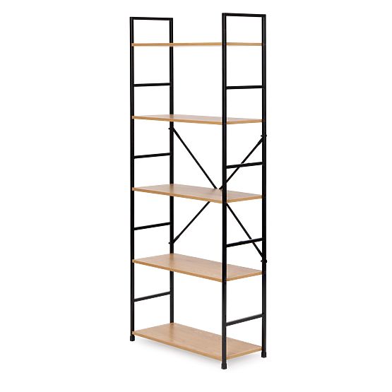 Široký moderný drevený regál LOFT s 5 policami