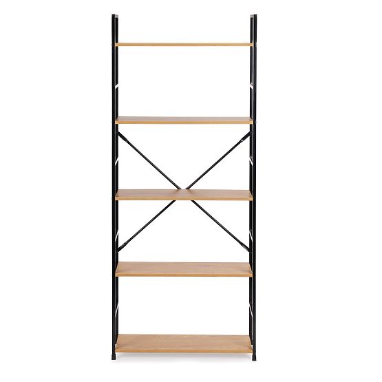 Široký moderný drevený regál LOFT s 5 policami