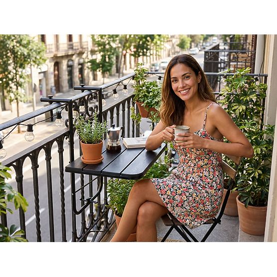 Skladací balkónový stolík ARETTO čierny