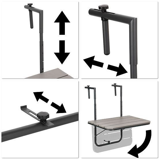 Skladací balkónový stolík ARETTO sivý