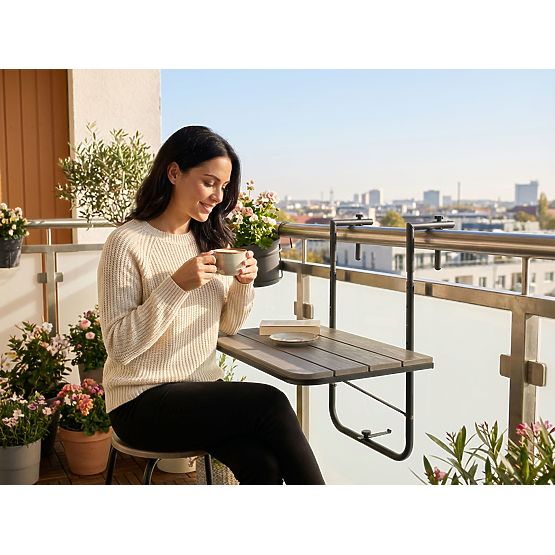 Skladací balkónový stolík ARETTO sivý