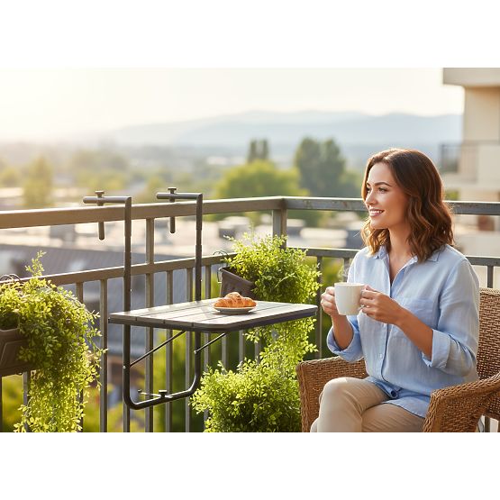 Skladací balkónový stolík ARETTO sivý