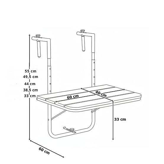 Skladací balkónový stolík ARETTO sivý