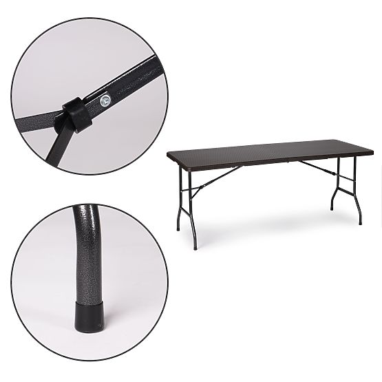 Skladací cateringový záhradný banketový stôl 180 cm ratan ModernHome