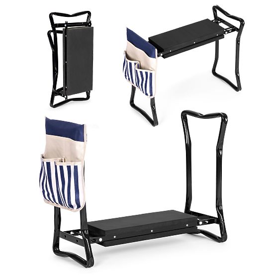 Skladací kľačadlo - stolička na prácu v záhrade 2v1 - modrá