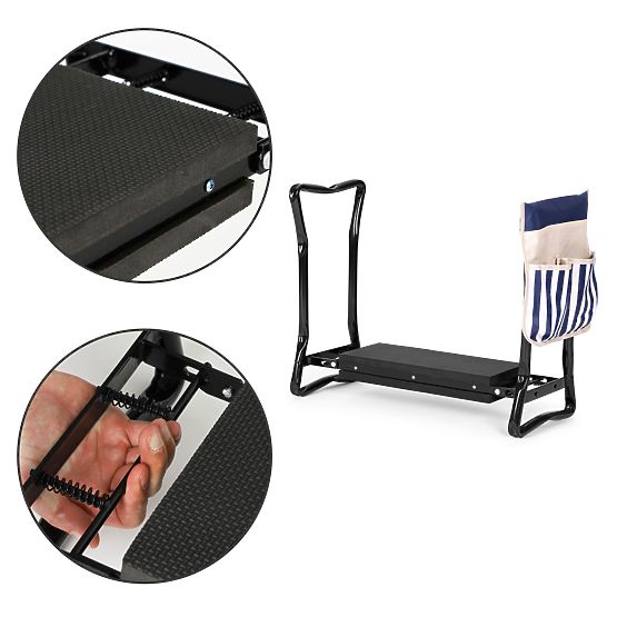 Skladací kľačadlo - stolička na prácu v záhrade 2v1 - modrá