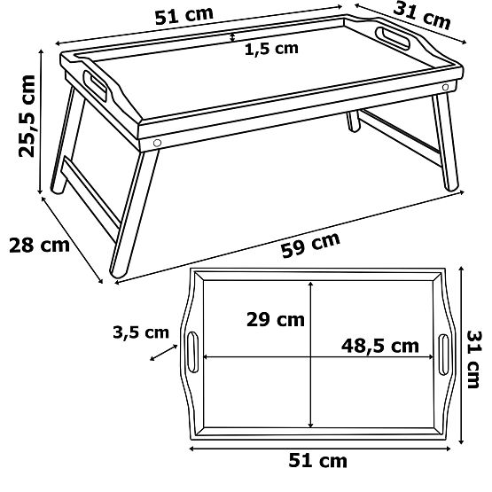 Skladací raňajkový podnos AURELIA