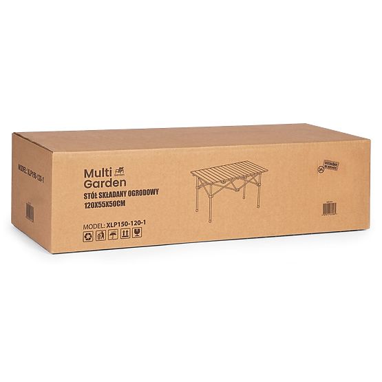 Skladací turistický stôl 120x55 cm kempingový s taškou čierny MultiGarden