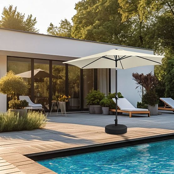 Skladací záhradný balkónový dáždnik nastaviteľný 210 cm béžový