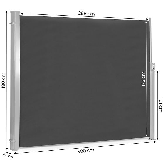 Skladacia markíza 300x180 cm bočná roleta paraván do záhrady na terasu antracit