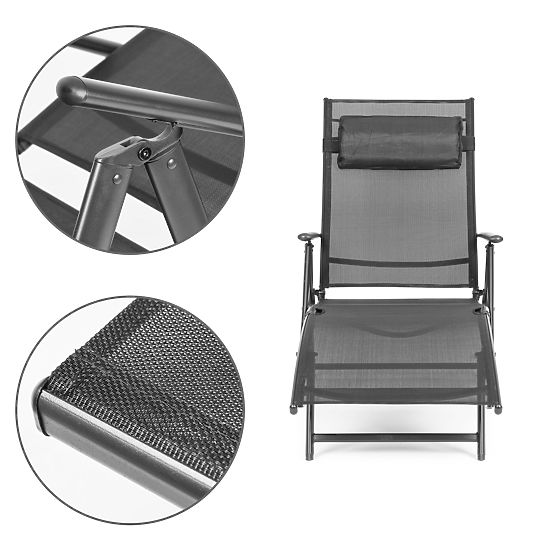 Skladacie záhradné plážové ležadlo s nastaviteľným operadlom, oceľová konštrukcia, sivé MultiGarden