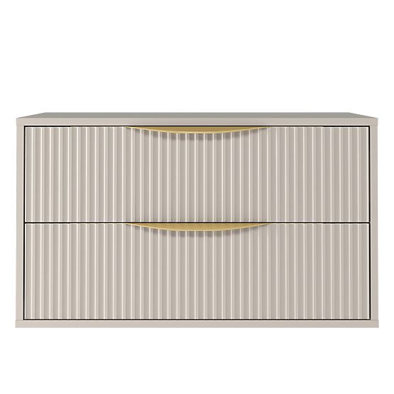 Skrinka pod umývadlo na dosku Avila 2.0, 80 cm, ryhovaná, zlaté úchyty, kašmír