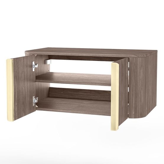 Skrinka pod umývadlo na dosku Bassa 80 cm, orech lincoln, zlaté úchyty, zaoblená