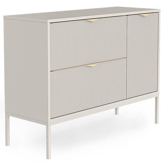 Skrinka pod umývadlo na dosku Livia 100 cm, kašmírová, kovové nožičky, ryhovaná