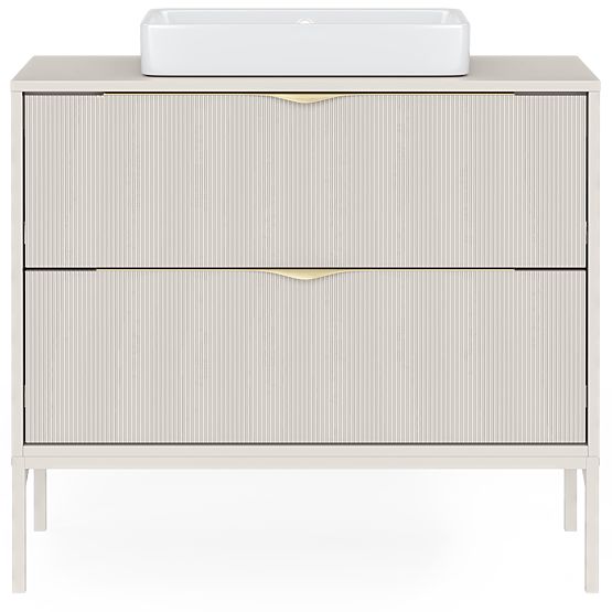 Skrinka pod umývadlo na dosku Livia 80 cm, kašmírová, kovové nožičky, drážkovaná