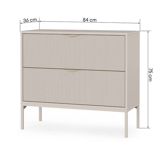 Skrinka pod umývadlo na dosku Livia 80 cm, kašmírová, kovové nožičky, drážkovaná
