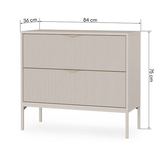 Skrinka pod umývadlo na dosku Livia 80 cm, kašmírová, kovové nožičky, drážkovaná