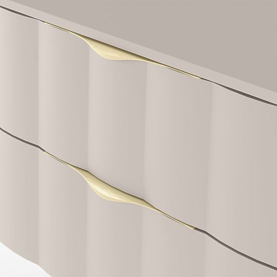 Skrinka pod umývadlo na dosku Omi 80 cm, vlnitý čelný panel, zlaté úchyty, kašmírová béžová