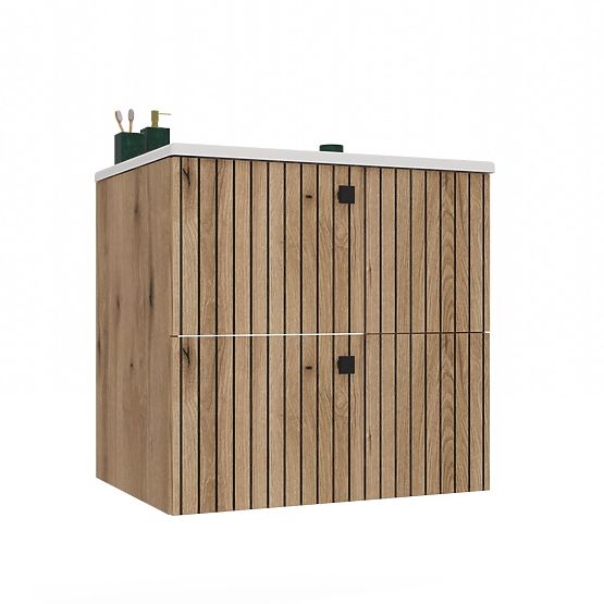 SKRINKA POD UMÝVADLO TIGO 60 2S DUB EVOKE RÝHOVANÝ ČELNÝ PANEL + UMÝVADLO