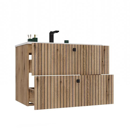 SKRINKA POD UMÝVADLO TIGO 80 2S DUB EVOKE DRÁŽKOVANÉ ČELO + UMÝVADLO