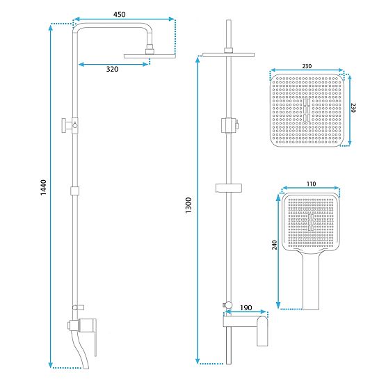 Sprchová Sada REA STORM ZLATÝ BRÚSENÝ