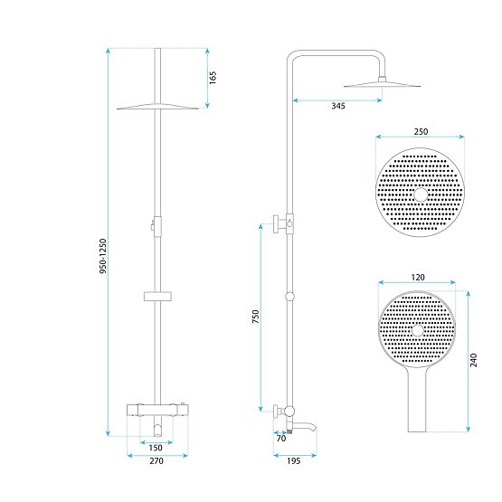 Sprchová sada s termostatom Rea Lungo Diamond Chróm