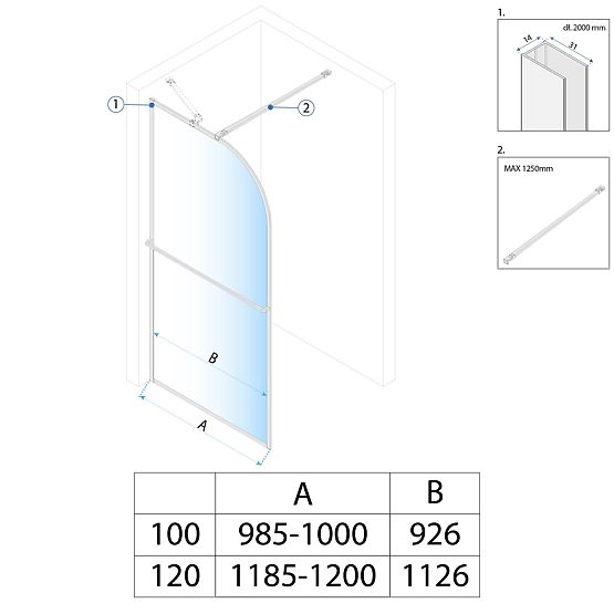 Sprchová stena Rea Sky Brush Gold 100