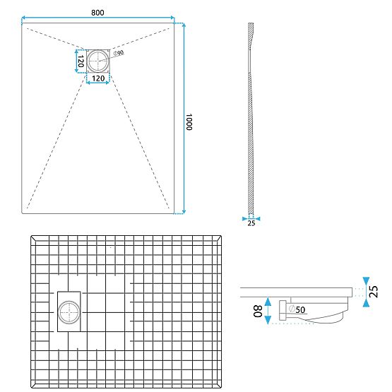 Sprchová vanička Magnum Black 80x100