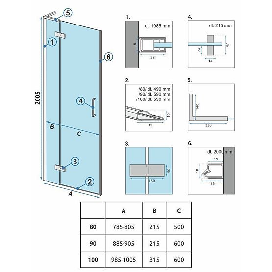Sprchové dvere Rea Hugo 100 Medené Kartáčované