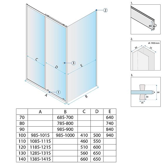 Sprchový kút Rea Primo Slide 100x70 Chróm