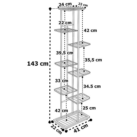 Stojan na kvety 8 úrovní NEST čierny