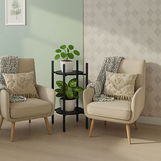 Stojan na kvety, stojan na kvety, dekorácia, 2 úrovne, čierny, ModernHome