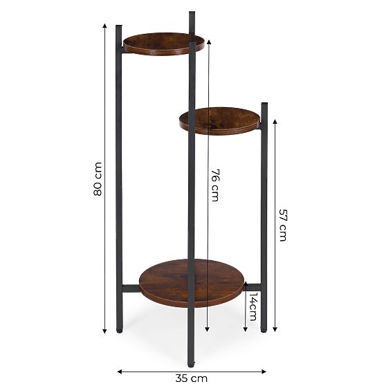 Stojan na kvety, stojan na kvety, dekorácia, 3 úrovne, loft ModernHome