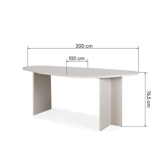 Stôl s nepravidelnou doskou Zeva 200 cm, kašmírový