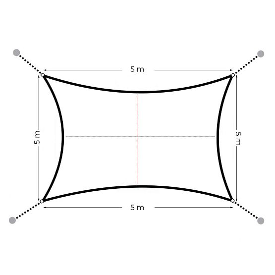 Štvorcová slnečná plachta 5x5m vodeodolná strieška ModernHome - béžová